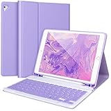 APHBZGE Tastatur hülle 9,7 für iPad 6./5. Gen 2018/2017, Bluetooth Tastatur für iPad Air 2/1, Pro 9,7‘’, mit Stifthalter,Lila