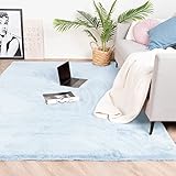 FRAAI Hochflor Teppich - Comfy Supreme Hellblau 80x150cm - Shaggy, Einfarbig - Modern, Skandinavisch - Wohnzimmer, Esszimmer, Schlafzimmer - Fellteppich - Carpet