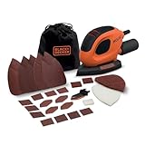 BLACK+DECKER Dreieckschleifer Mouse für staubfreies Schleifen (55 Watt Schleifmaschine, Schleifplatte 133 x 95 mm, Schleifen/Polieren, inkl. Schleifpapiere + Fingerschleifpapier) BEW230BCA