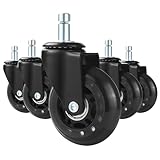 5 Stücke Bürostuhl Rollen,Rollen für Bürostühle 11mm x 22 mm,Hergestellt aus Gummirädern, Geeignet für leise Teppiche und Parkettböden usw, Passend für die Meisten Bürostühle (Schwarz, 11x22mm)