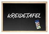 Schultafel Kreidetafel Groß 80 x 120 cm mit Holzrahmen incl. 12 Stück farbige Tafelkreide Kindertafel