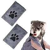 Hundehandtuch, 2 Stück Microfaser Handtücher Extra Saugfähig für Hunde Katzen, 75 x 35 cm Schnelltrocknend Haustier Handtücher, Handtuch für Katzen, Hunde Oder Andere Haustiere