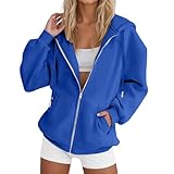 Generisch Hoodie Damen Sweatjacke 2025 Sportjacke Herbst Winter Sweatshirt Oversize Pullover Zipper Kapuzenpullover Lang Mantel Kapuzenjacke mit Kapuze Reißverschluss