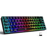 TECURS Gaming Tastatur Kabellos, Mechanische Tastatur RGB QWERTZ (German Layout) mit Rote Schalter für PC Gamer und Arbeits, 65% TKL Gaming Keyboard für PS4 /PS5/Laptop/Xbox One, Schwarz