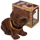 MIJOMA Wackelhund Dunkelbraun – Wackelkopf Dackel für Auto Hutablage – 20x13 cm, Weich Beflockte Kunststofffigur mit treuen Augen – Perfekte Auto-Deko - Mitbringsel für Führerschein & neues Auto