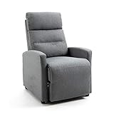 Mingone Fernsehsessel Relaxsessel mit Liegefunktion TV Sessel Modern Schmal Loungesessel Liegesessel mit 155° Liegefunktion bis 150kg aus Leinenstoff, Grau