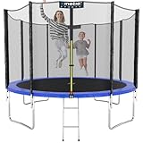 KINETIC SPORTS Trampolin Outdoor Salto Ø 183/244/305/366/400/430/490 cm - Kindertrampolin Gartentrampolin Set mit Leiter, Netz, Randpolster, USA Sprungtuch, bis zu 160kg