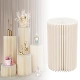Zylinderständer für Party Papier Zylinder Ständer,Faltbare Zylinderförmige Blumenständer,runder Tischaufsatz Papiersäulen Säulen Display Hochzeit 20/40/60/80/100 cm hoch,1 Stück(Cremeweiß,H 60cm)