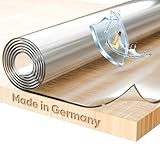 Glasklar Folie 2 mm + abgeschrägte Kante, Größe wählbar 90x160 cm, Wunschmaß transparente Tischdecke Tischschutz, Made in Germany