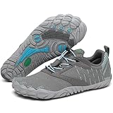 SAGUARO Barfußschuhe Herren Traillaufschuhe Damen Atmungsaktiv Fitnessschuhe Männer Outdoor Indoor Sportschuhe Wanderschuhe Leicht Schnell Trocknend Wassersportschuhe Frauen Strand Grau 38 EU