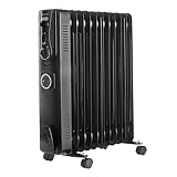 VonHaus Ölradiator mit 11 Rippen, Elektrischer Heizkörper für Homeoffice, Elektroheizung zum Schnellen Wärmen Jedes Raums, Mit Thermostat, 2,5 kW Ölheizer für Maximale Wärme (Schwarz)