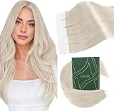Ugeat Tape in Extensions Echthaar Blond Tape Extensions Echthaar Blond Remy Echthaar Extensions Tape Platinblond Glatt Kurz für Frauen Weißblond 30 cm #60A 30g 20 Stück