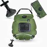 Tragbare Solar Camping Duschtasche für Warmwasser, Solar Duschtasche 5 Gallonen/20L, Tragbare Outdoor Dusche Camping, Abnehmbarer Schlauch und Umschaltbarer Duschkopf