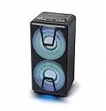 Muse DJ-Party-Box, tragbarer Bluetooth-Lautsprecher mit CD-Player, Stereo-Pairing, Farbwechsel-Lichtern und eingebauter Batterie, 150 Watt, schwarz (M-1820 DJ)