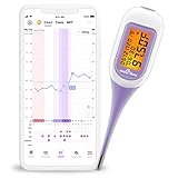 Easy@Home Basalthermometer Fruchtbarkeitsthermometer Bluetooth zur Zykluskontrolle/Kinderwunsch mit Premom APP, Thermometer mit Auto BBT Sync, Oranger Hintergrundbeleuchtung LCD-Anzeige, lila