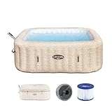 Bestway Lay-Z-SPA Whirlpool Rome AirJet, 201 x 201 x 71 cm, 7 Personen, Energiesparend, 180 AirJet-Düsen, App-Steuerung, UltraFit-Pumpeneinheit, Thermo-Abdeckung, TÜV Rheinland, Sandmarmor-Optik