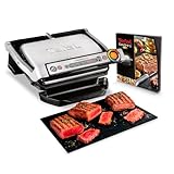 Tefal OptiGrill+ Kontaktgrill, 6 Programme, Garstufenanzeige, abnehmbare Platten, manueller Modus, perfekte Grillergebnisse dank Messung der Dicke, Elektrogrill, Edelstahl, GC712D12
