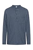 HANSEHELD Fischerhemd Blau Breit Gestreift GOTS Organic XXL | Finkenwerder | Herren | Fischer | Langarm | Stehkragen | Schlupfhemd |Freizeithemd