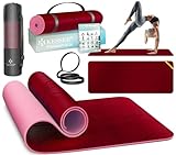 KESSER® Gymnastikmatte mit Tragegurt rutschfest TPE Yogamatte Gepolstert & rutschfest Fitnessmatte, 183 x 61 Trainingsmatte für Fitness Sportmatte, Pilates & Gymnastik + Tragegurt & Tasche, extradick