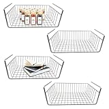 Unterregal Aufbewahrungskorb, Hängekorb Metall Hängekorb Regal Unter Schrank Hängekorb Metall Korb-Organizer Regaleinhängekorb für Küche, Büro, Speisekammer, Bad, Schrank(4 Stück, silberfarben)