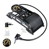 Dunlop Fuß pumpe für Autoreifen - Fahrradpumpe - Luftpumpe Auto, Fahrradluftpumpe, Motorrad und Luftpumpe Ball - Fußpumpe mit Manometer - Fahrrad Luftpumpe alle Ventile