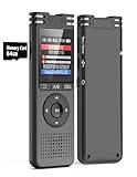 LIMENAMICS Digitales Diktiergerät - 64GB 1536kbps Sprachaktiviertes Aufnahmegerät mit Rauschunterdrückung, One-Touch-Aufnahme mit Passwort MP3-Player für Vortrag, Vorlesung, Interview, Meeting