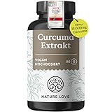 NATURE LOVE® Curcuma Extrakt 15000mg - 90 Kurkuma Kapseln - hochdosiert 95% Curcumin pro Kapsel - mit schwarzem Pfeffer - vegan, laborgeprüft & in Deutschland produziert