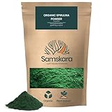 Spirulina-Pulver BIO Von Samskara | 63% Protein + 6% Leucin | Vollständiges Nährstoffprofil | ECO-Algen Reich an Mineralstoffen | 250 g x 1 Packung - Ideal für Smoothies, Tee, Joghurt und Backwaren