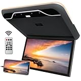 AUTUMFLATGAO 19-Zoll-Overhead-Player Fürs Auto, 1080P-Monitor Zur Autodachmontage, Mit 16-Farben-Licht, Herunterklappbarem Overhead-Monitor, Unterstützt Bluetooth HDMI USB,Black