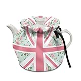 Xoenoiee Teekannen-Abdeckung, Motiv: Union Jack, Rose, Blumenmuster, isoliert, Teekanne, Staubschutz, Teekanne, Stövchen für Zuhause, Küche, Teekannen-Abdeckungen