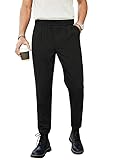 Elegancity Herren Anzughosen Schwarz Einfarbig Business Chino Hose Regular Fit Bundgummi Anzughose Lang Mit Tashce XXL