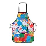 KIMMAX Malschürze Kinder Malerkittel für 5-10 Jahre Mädchen Junge Tuschkittel Wasserdicht Malkittel Bastelschürze für Schule Kunst Malerei Kochen (Schürze-Bunt, L(110-140))