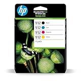 HP 912 (6ZC74AE) Multipack Original Druckerpatronen 1xBlau, 1xRot, 1xGelb, 1xSchwarz für HP OfficeJet 801x, HP OfficeJet Pro 802x