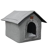 Whiwhi Hundehütte Hundehöhle mit Abnehmbarem Plüschkissen Katzenhöhle Haustierhaus Warmes Und Gemütliches Hundehaus Katzenhaus 45x40x45cm