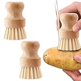2 Stück Gemüsebürste,Spülbürste,Spülbürste Holz,Pilzbürste,Küchenbürste,Geschirrbürste,Für Geschirr, Töpfe, Pfannen, Spülbürste, Topfbürste, Geschirrbürste Küchenspüle, Zur Reinigung