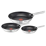 Tefal Duetto 3-teiliges Pfannen-Set 20/24/28 cm, Pfanne Induktion, Thermo-Signal bei idealer Brattemperatur, sichere Antihaftversiegelung, für alle Herdarten geeignet, leichte Reinigung, A704S3