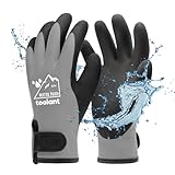 toolant 100% wasserdichte Handschuhe für Männer und Frauen, Winter-Arbeitshandschuhe für kaltes Wetter, wärmeisolierte Gefrierhandschuhe, Touchscreen, mit Griff, Grau, Medium, 1 Stück