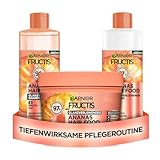 Garnier Fructis Glanzverleihendes Haarpflege-Set für langes und glanzloses Haar, Mit Vitamin- und Lipidkomplex, Ananas Hair Food Shampoo (400 ml), Spülung (400 ml), 3in1 Maske (400 ml), 3-teilig