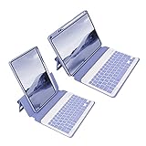 HEUCYL Tastaturhülle Für iPad Mini 6 (6 Generation) 2021 8,3 Zoll Magnetischer Horizontaler Vertikaler Ständer Slim Folio Case, Abnehmbare Drahtlose Deutsche Bluetooth Tastatur Mit Stifthalter,Lila