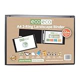 eco-eco EC0146 A4-Ordner aus 95% recyceltem Material, 22 mm Rücken, 2 Ringe, Querformat, Schwarz