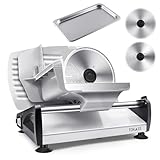 Elektrische Allesschneider Mit Leisem DC-Motor, 200W Brotschneidemaschine, Duale 19CM Edelstahlklingen, 0-15mm Einstellbare Schnittstärke, Ideal Für Fleisch, Käse, Brot Und Gemüse
