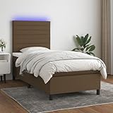 SKM Boxspringbett mit Matratze & LED Dunkelbraun 90x190 cm Stoff,53,31 KG,3134920,Color: Braun