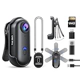 BOBLOV W4 64 GB 4K Bodycam Körperkamera Mini, Body Cam mit 360° drehbarem Clip und Magnetclip, 90 Minuten für Aufnahmen, einfach zu bedienen für Vorträge, Reisen, Spaziergänge mit Haustieren