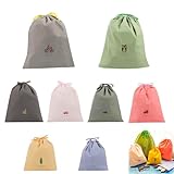 EMITUOFO Wasserdicht Packbeutel Set, 8 Stück Koffer Organizer Reisebeutel Organizer Tunnelzug Packsack Aufbewahrungsbeutel Schuhbeutel Bunt Packbeutel für Kosmetik Unterwäsche Koffer Sport Schuhe