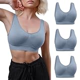 Love My Fashions® Damen Super Comfort BH Nicht Gepolstert 1 & 3er Pack Nahtlos Crop Top Bralette Alltagskleidung Plus Size Schlaf Yoga Stretch Sport BHs, Grau/Grau/Grau, XL