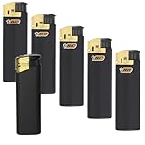BIC Maxi J38 schwarz/Gold Piezo Zündung inkl. 1 Sepilo Soft Flame Feuerzeug wiederbefüllbar (5)