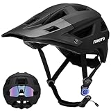 Favoto Mountainbike Fahrradhelm mit Schirm Leicht - Doppelte Inmould Technologie MTB Helm für Damen Herren Rennradhelm Schwarz Matt L(59-61cm) Verstellabr