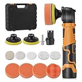 Akku Poliermaschine set mit 2 * 8cm Polierteller, Mini Polierer Auto 3000RPM mit 12V 2,0Ah Batterie 25mm/75mm Polierteller,Autopoliermaschine klein zum Polieren von Auto