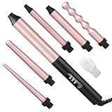 Unipampa set Welleneisen, Lockenstab 6 in 1, Lockenstäbe, 9-32mm Keramik Lockenwickler, Handschuh, einstellbarer Temperatur, Welleisen, Lockenwickler Kit für Kurze Haare Große Locken