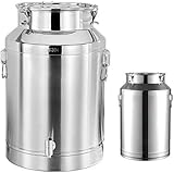 WaiDXn Milchtrommel aus Edelstahl 304 mit versiegeltem Deckel, Milchbehälter zum Umrühren von Milch, Eimer für Wein (20 l)
